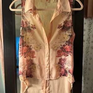 BONGO Cream Sleeveless Hi-Low Blouse